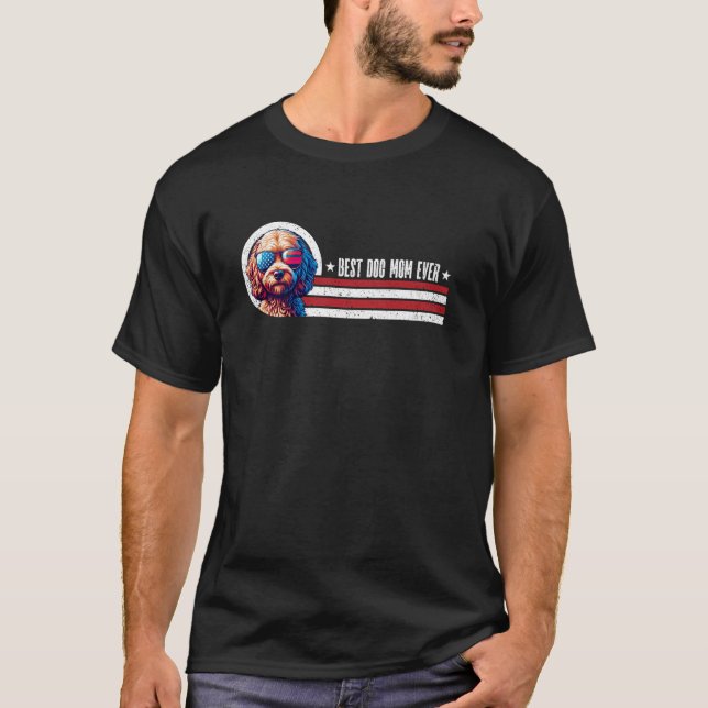 Cockapoo Haustiere Amerikanische Flagge Beste Mama T-Shirt (Vorderseite)