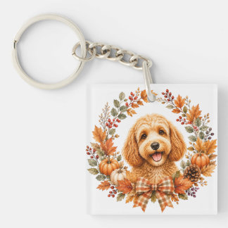Cockapoo-Herbstkranz Schlüsselanhänger