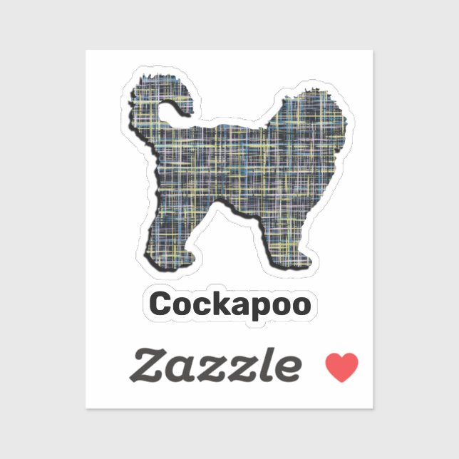 Cockapoo Hund, gelb und schwarz Gitter Linie gesch Aufkleber (Blatt)