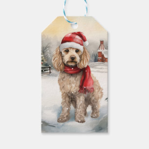Cockapoo Hund im Schnee Weihnachten Geschenkanhänger
