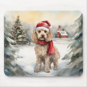 Cockapoo-Hund im Schnee Weihnachten Mousepad