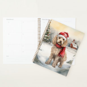Cockapoo Hund im Schnee Weihnachten Planer