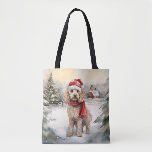 Cockapoo Hund im Schnee Weihnachten Tasche (Vorderseite)