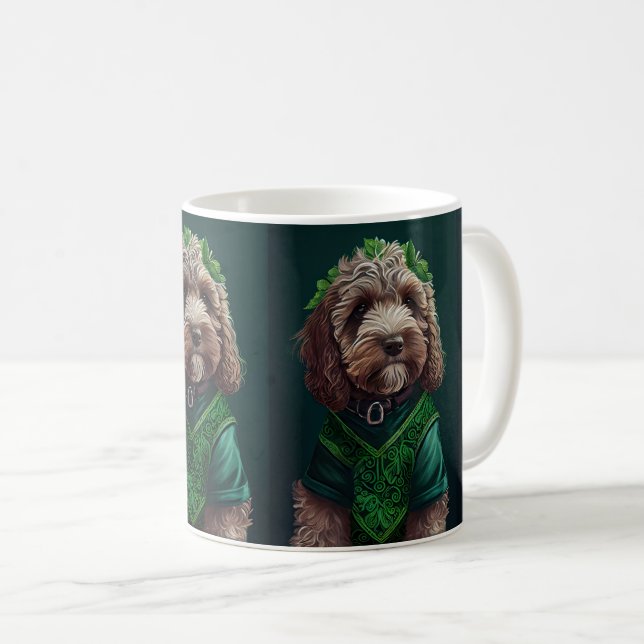 Cockapoo Hund in St. Patrick's Day Dress Kaffeetasse (VorderseiteRechts)