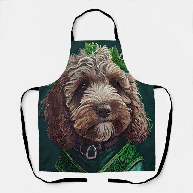Cockapoo Hund in St. Patrick's Day Dress Schürze (Vorderseite)