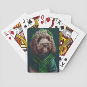 Cockapoo Hund in St. Patrick's Day Dress Spielkarten