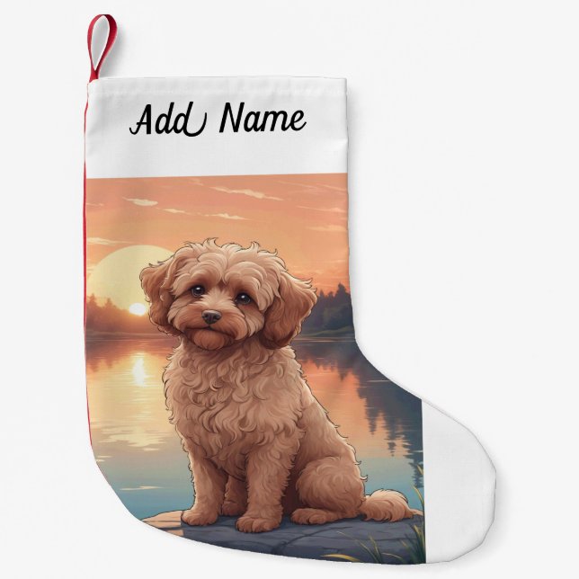 Cockapoo Hund Kleiner Weihnachtsstrumpf (Vorderseite)