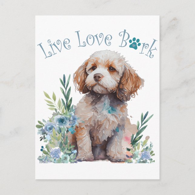 Cockapoo Hund Mama Floral Postkarte (Vorderseite)