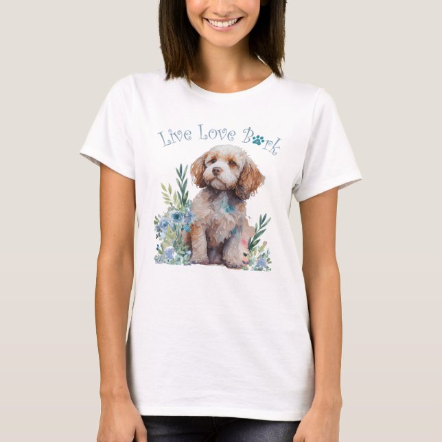 Cockapoo Hund Mama Floral T-Shirt (Vorderseite)