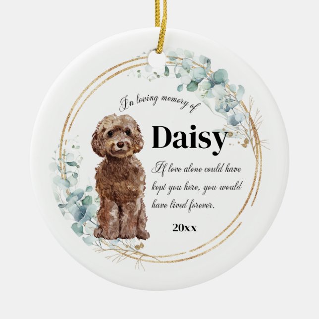 Cockapoo-Hund schokoladen in der liebenden Gedächt Keramik Ornament (Vorne)