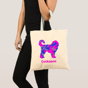 Cockapoo Hund Silhouette Crazy Hot Pink Abstrakt Tragetasche