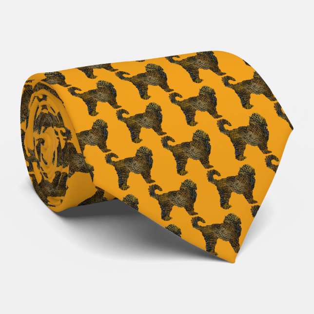 Cockapoo Hund Silhouette Halloween Orange Neck Krawatte (Gerollt)