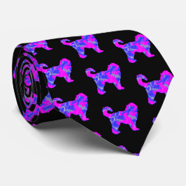 Cockapoo Hund Silhouette Rosa & Blau Abstrakt Schw Krawatte