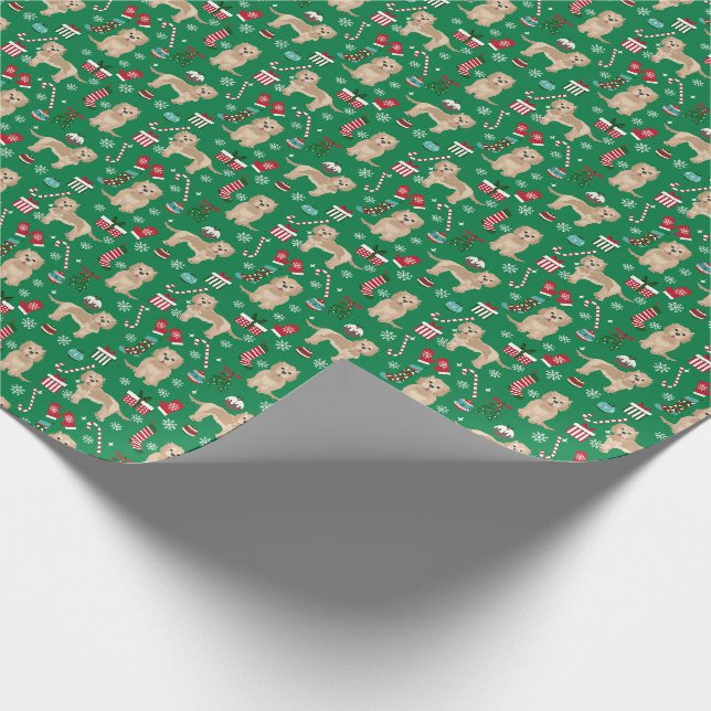 Cockapoo Hund Weihnachtsfeiertag Geschenkpapier (Ecke)