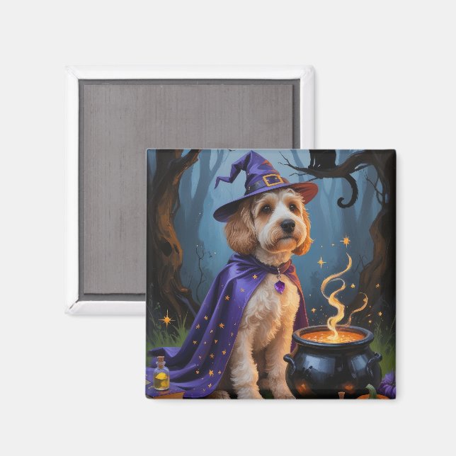 Cockapoo-Hund - Whimsical Halloween-Malerei Magnet (Vorderseite/Rückseite)
