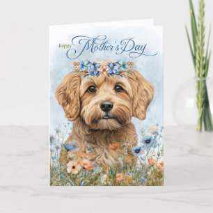 Cockapoo Hund Wildblumen Muttertag Feiertagskarte
