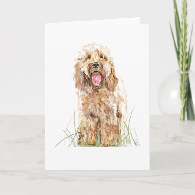 Cockapoo-Hunde-Grußkarte – Wasserfarben-Tierkunst Karte (Vorderseite)