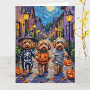 Cockapoo Hunde Trick-oder-Treating Halloween-Kostü Karte