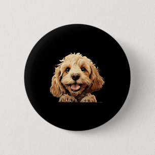 Cockapoo-Hundemama-Vatertier schaut Puppy Button
