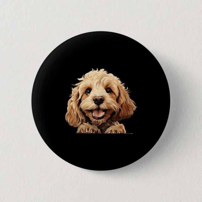 Cockapoo-Hundemama-Vatertier schaut Puppy Button (Vorderseite)