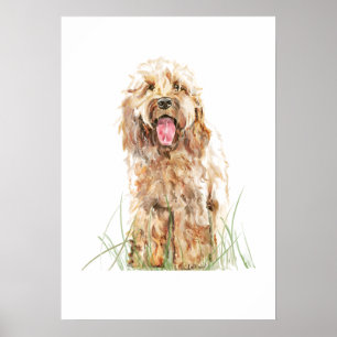 Cockapoo-Hundeposter, Aquarell-Wandkunst Poster