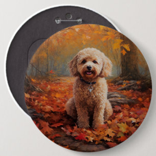 Cockapoo im Herbst Leaves Fall Inspiriert Button
