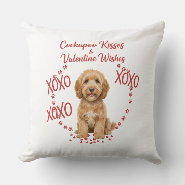 Cockapoo Kisses Valentine Wishes Dog Lover Kissen (Vorderseite)