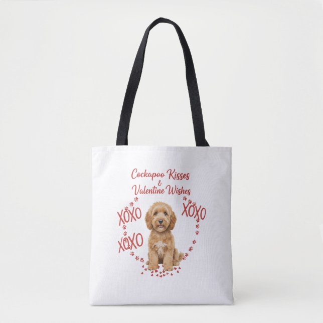 Cockapoo Kisses Valentine Wishes Dog Lover Tasche (Vorderseite)