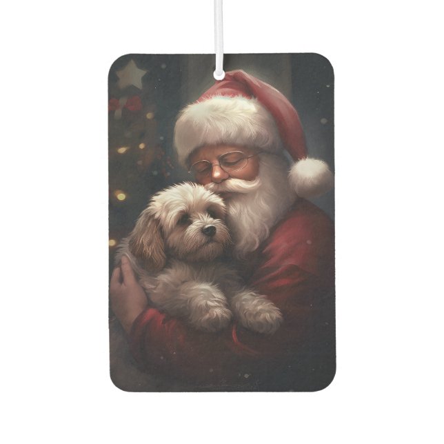 Cockapoo mit dem Weihnachtsmann Weihnachten Autolufterfrischer (Vorderseite)