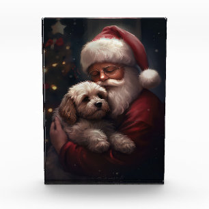 Cockapoo mit dem Weihnachtsmann Weihnachten Fotoblock