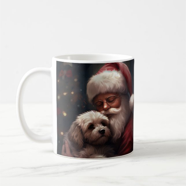 Cockapoo mit dem Weihnachtsmann Weihnachten Kaffeetasse (Links)