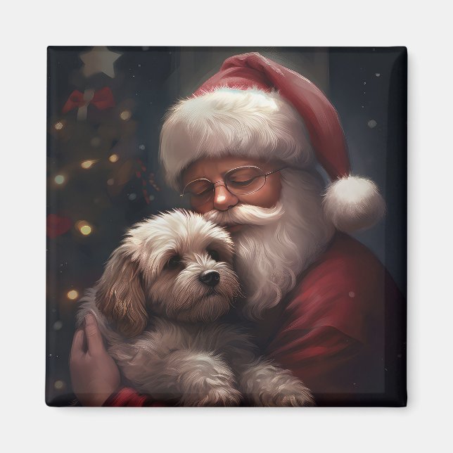 Cockapoo mit dem Weihnachtsmann Weihnachten Magnet (Vorne)