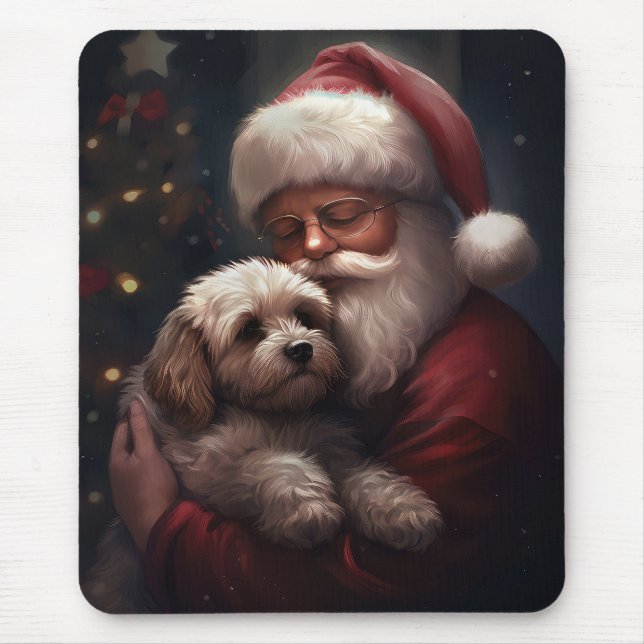 Cockapoo mit dem Weihnachtsmann Weihnachten Mousepad (Vorne)