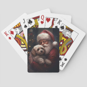 Cockapoo mit dem Weihnachtsmann Weihnachten Spielkarten