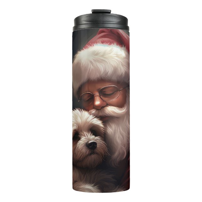 Cockapoo mit dem Weihnachtsmann Weihnachten Thermosbecher (Vorderseite)