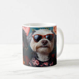 Cockapoo mit Herz-Rose Valentinstag Kaffeetasse