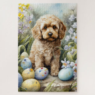 Cockapoo mit Ostereier Urlaub