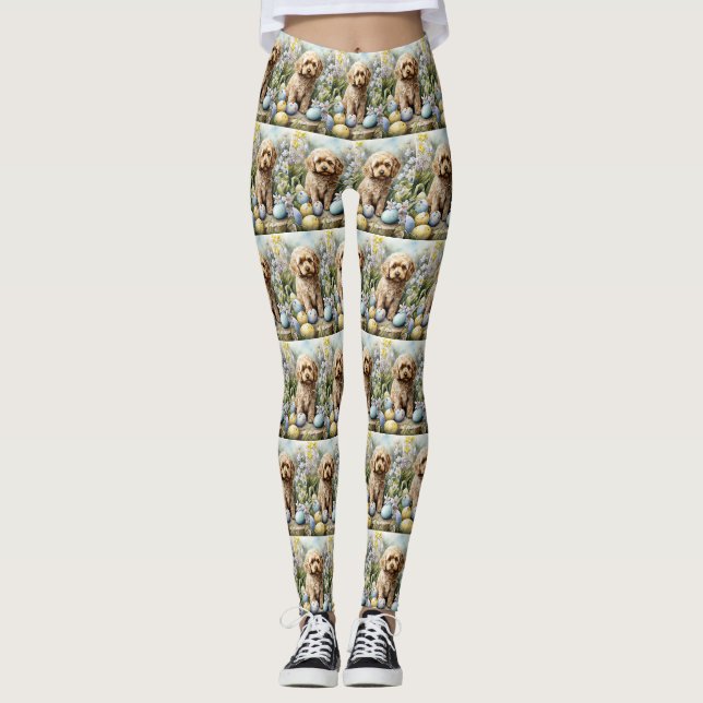 Cockapoo mit Ostereiern Feiertag  Leggings (Vorderseite)