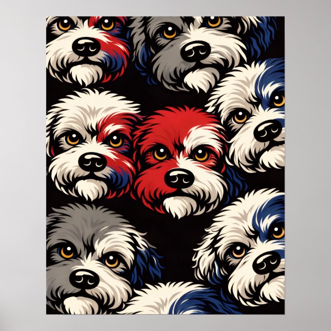 Cockapoo Muster Wandkunst Geschenk für Hunde Liebh Poster (Vorne)