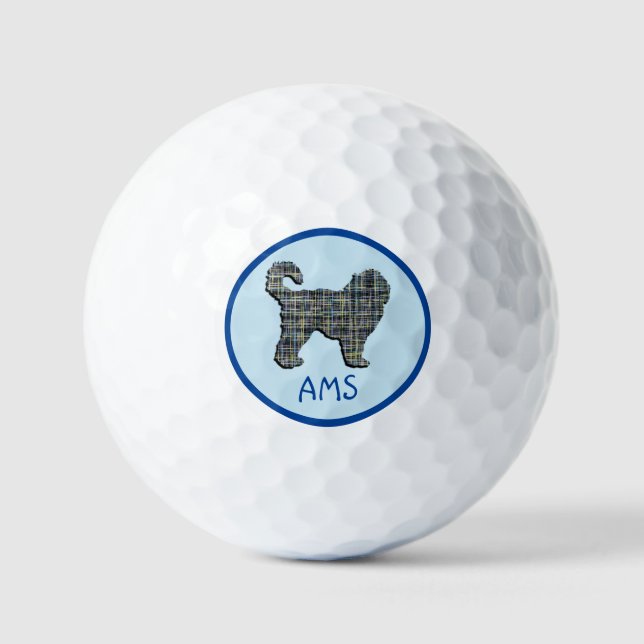 Cockapoo Niedlich Hund Silhouette Monogramm Grid B Golfball (Vorderseite)