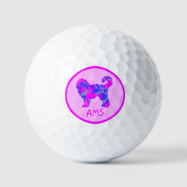 Cockapoo Niedlich Pink Dog Silhouette Monogramm Golfball