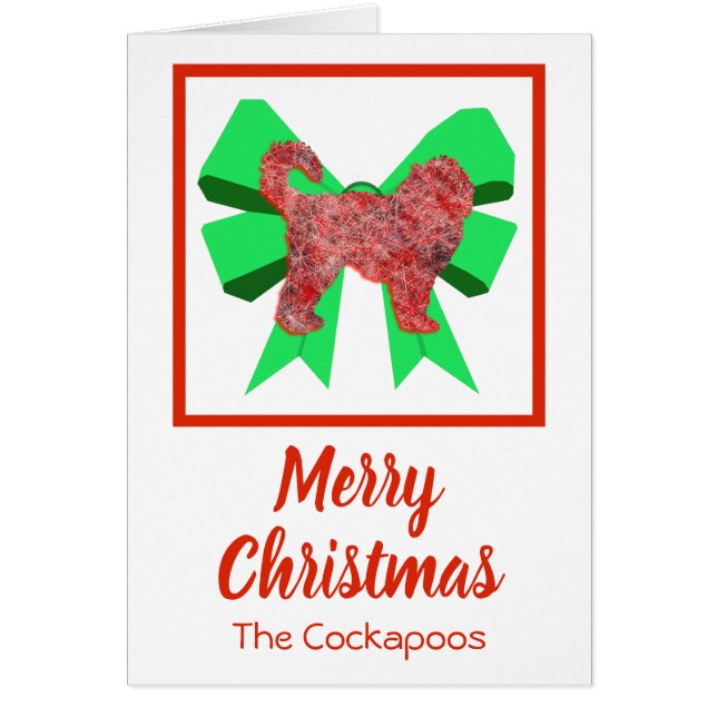 Cockapoo Niedlicher Weihnachtshund & Green Bow Car (Vorne)