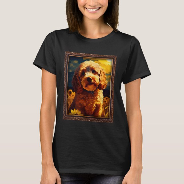 Cockapoo Painting Sunflower Flower Mom Women Flora T-Shirt (Vorderseite)