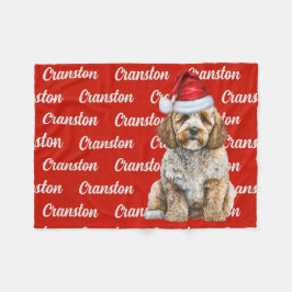 Cockapoo Santa Dog mit Individuelle Name Weihnacht Fleecedecke