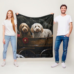 Cockapoo Schnee-Schlitten Weihnachtsdekoration Fleecedecke