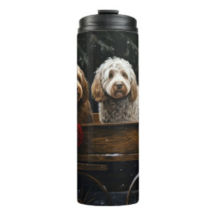 Cockapoo Schneeschlitten Weihnachtsdekoration     Thermosbecher