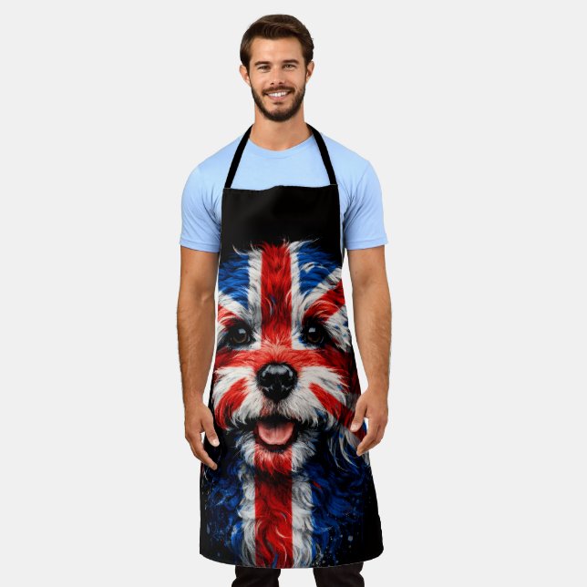 Cockapoo-Schürze Union Jack Britisches Hundegesche Schürze (Getragen)