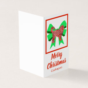 Cockapoo Silhouette Weihnachtshund & Grüner Bow Ta