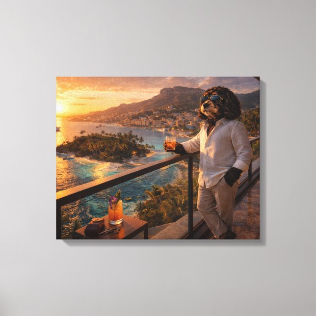 Cockapoo Sonnenuntergang Leinwand Kunst – Luxus Re (Vorderseite)