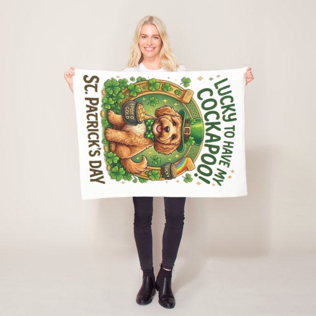 Cockapoo St. Patrick's Day Glückshund Topf Gold Fleecedecke (Beispiel)